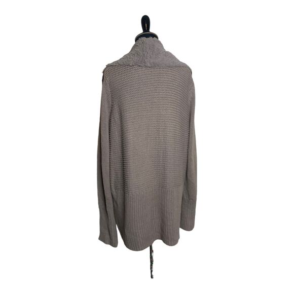 Halston sand brown drape front waterfall suede sweater coat size 1X - Picture 2 of 11